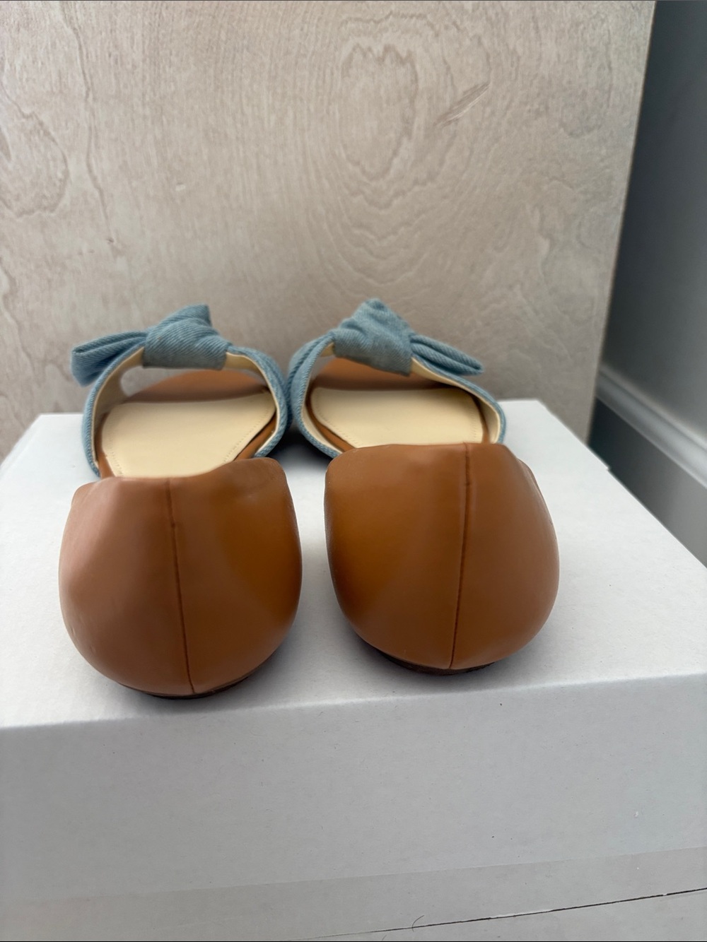 Nine West Tan Flats with Denim Bow Accent - Picture 4 of 6